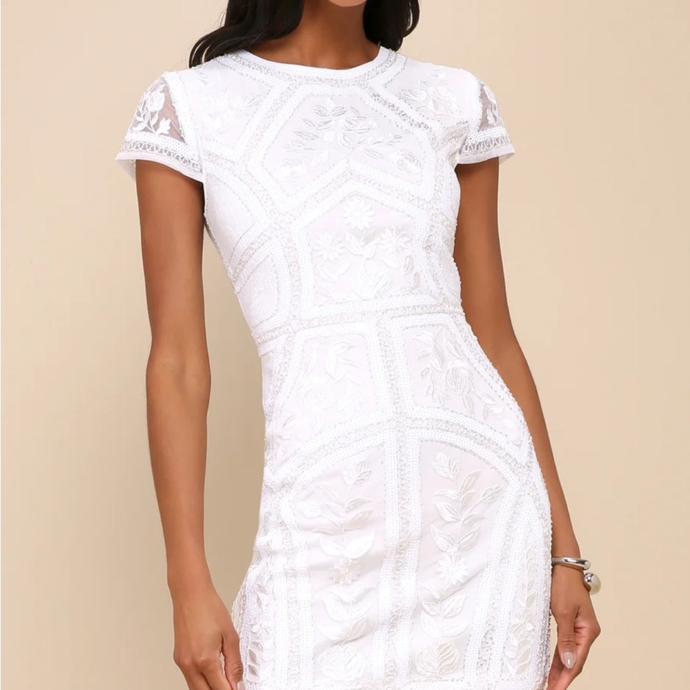 Lulu's White Floral Lace Mini Dress